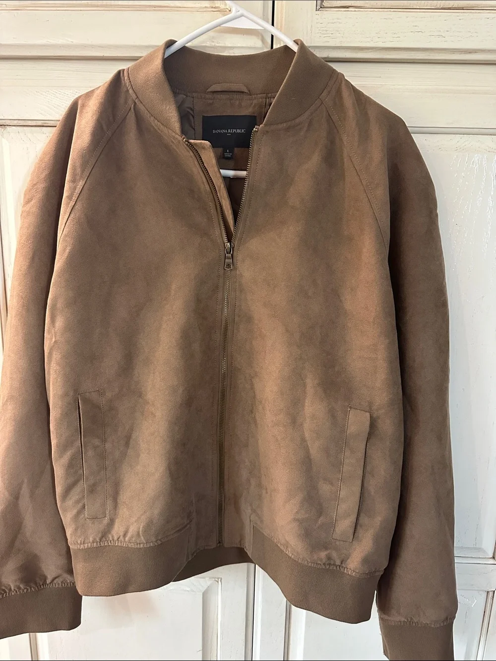 Banana Republic Men's Tan Suede Bomber Jacket